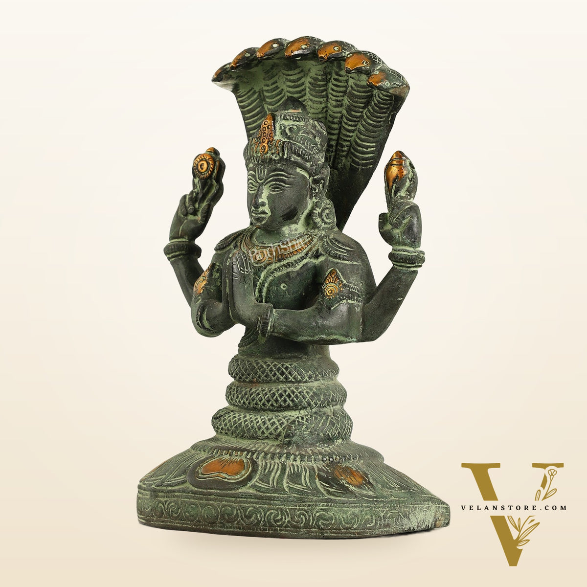 Brass Patanjali Idol | 9" Height | Spiritual Serenity antique