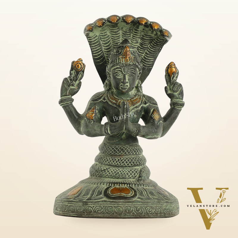 Brass Patanjali Idol | 9" Height | Spiritual Serenity antique