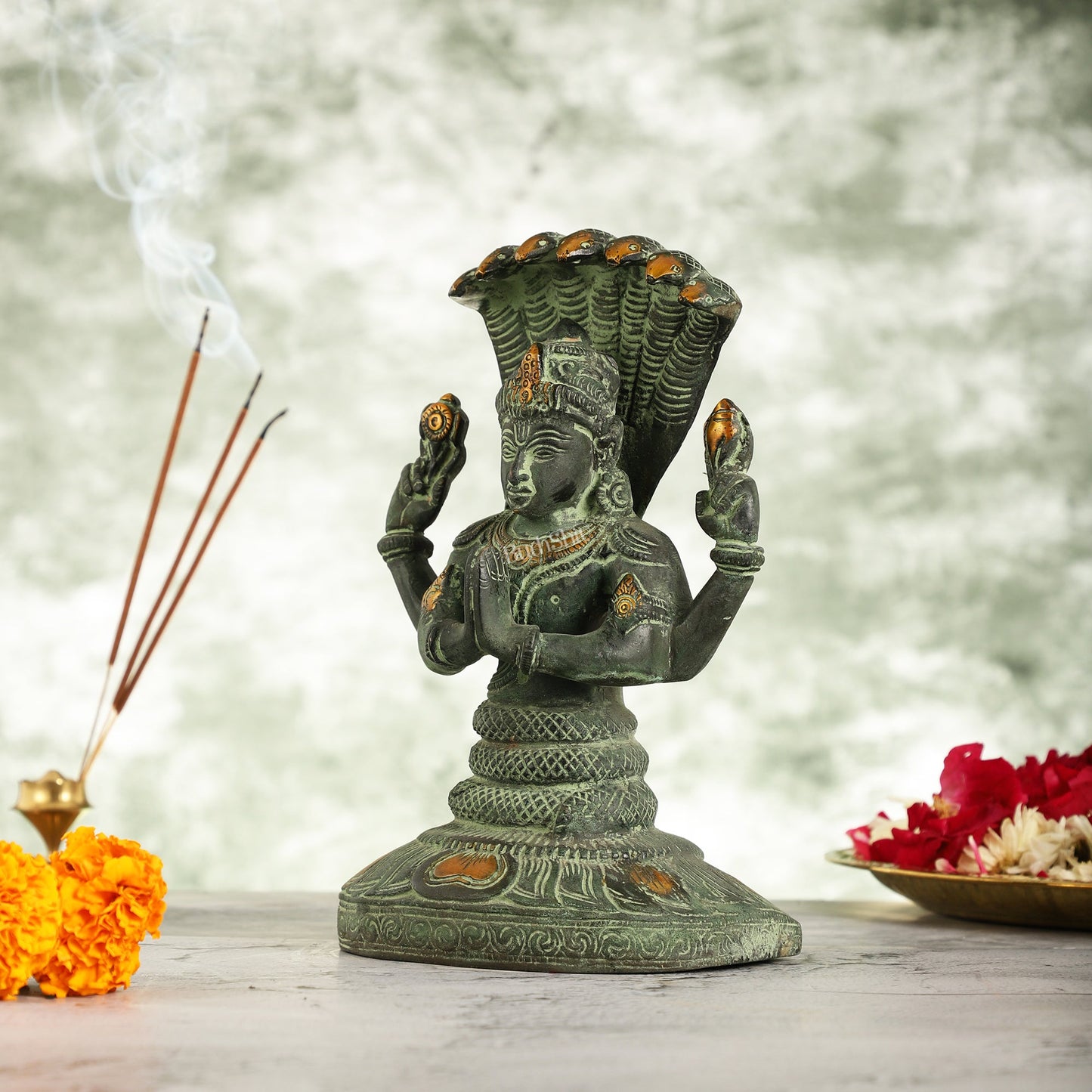 Brass Patanjali Idol | 9" Height | Spiritual Serenity antique