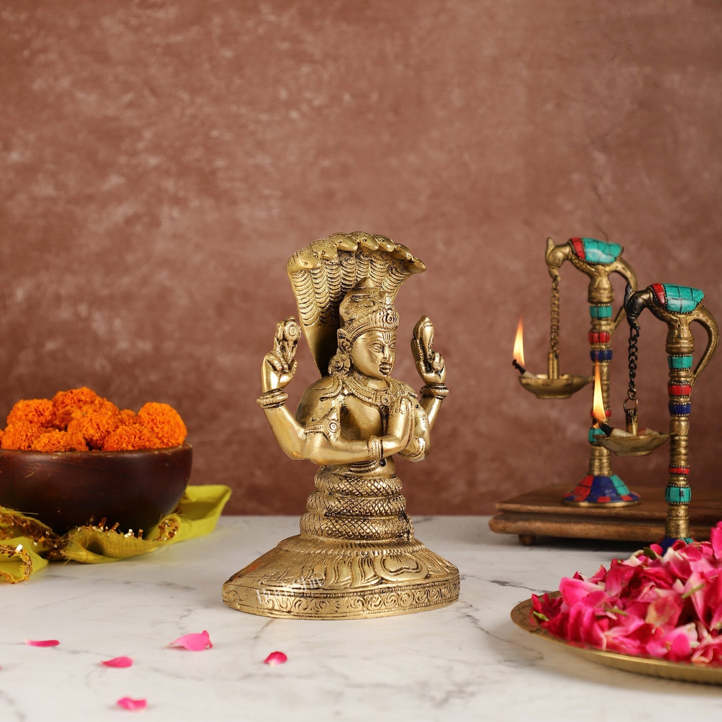 Brass Patanjali Idol | 9" Height | Spiritual Serenity antique