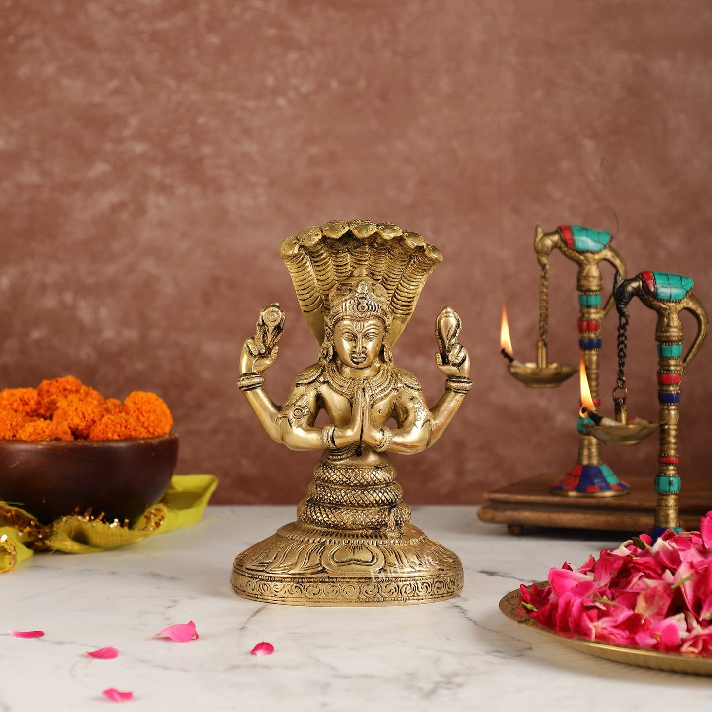 Brass Patanjali Idol | 9" Height | Spiritual Serenity antique