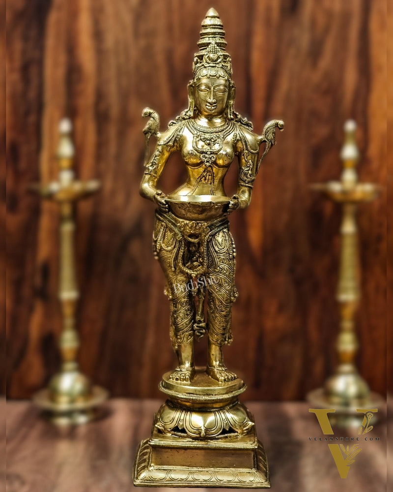 Brass Pavaai Villaku Lamp | Traditional Indian Lamp | Deep Lakshmi 32"