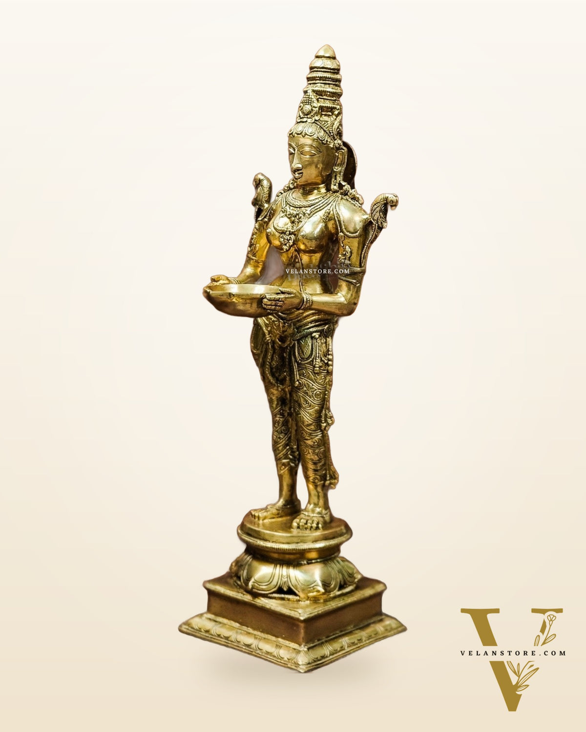 Brass Pavaai Villaku Lamp | Traditional Indian Lamp | Deep Lakshmi 32"