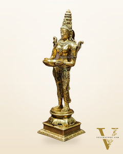 Brass Pavaai Villaku Lamp | Traditional Indian Lamp | Deep Lakshmi 32"