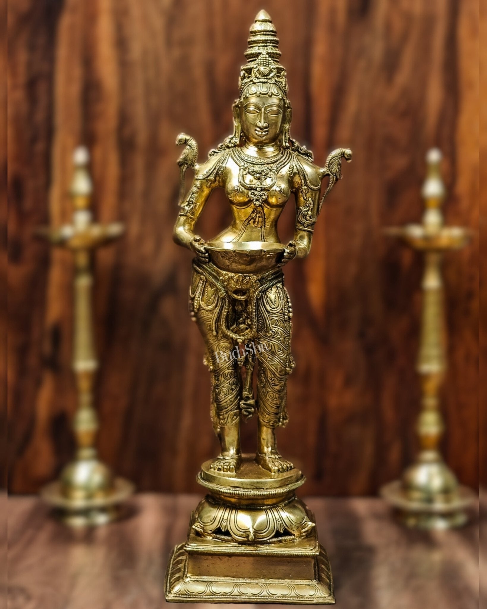 Brass Pavaai Villaku Lamp | Traditional Indian Lamp | Deep Lakshmi 32"