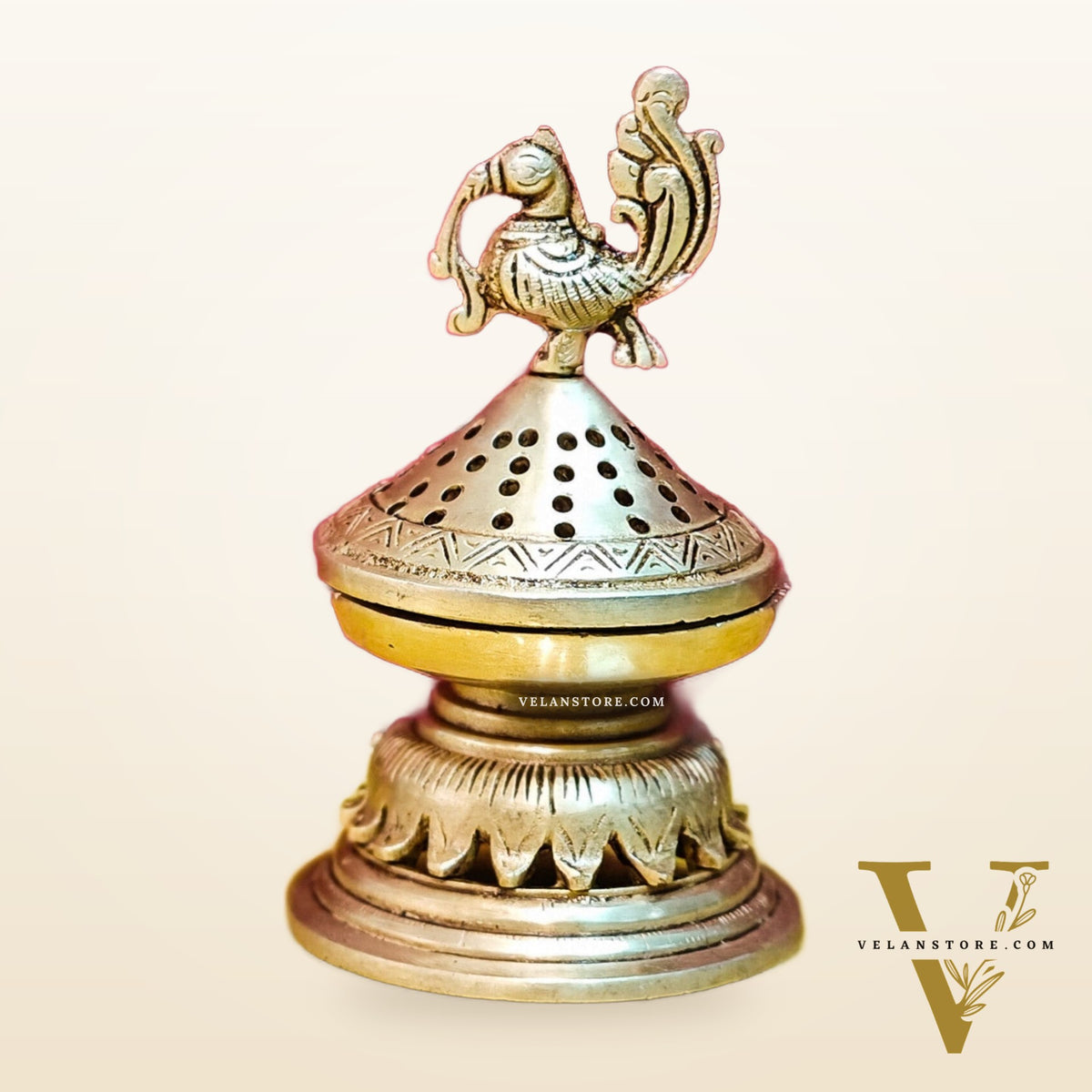 Brass Peacock Design Dhoop Burner | Loban Daan for Aromatic Experience 6.5"