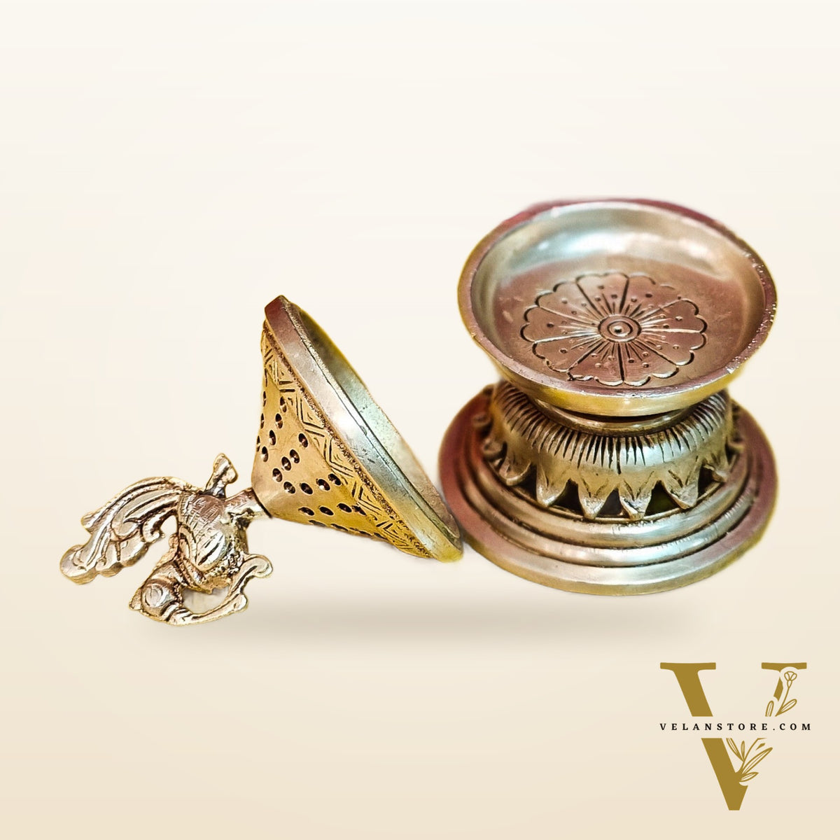 Brass Peacock Design Dhoop Burner | Loban Daan for Aromatic Experience 6.5"