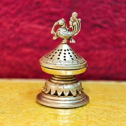 Brass Peacock Design Dhoop Burner | Loban Daan for Aromatic Experience 6.5"