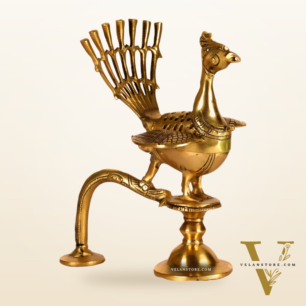 Brass peacock dhoop burner/ dhoop daani burner 8"