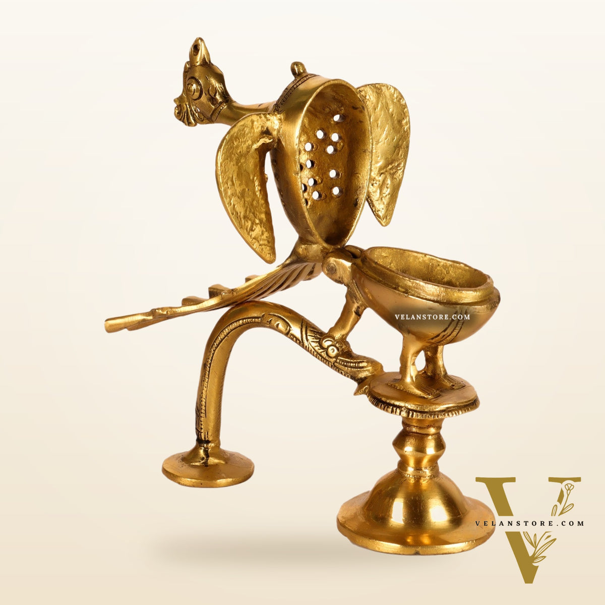 Brass peacock dhoop burner/ dhoop daani burner 8"