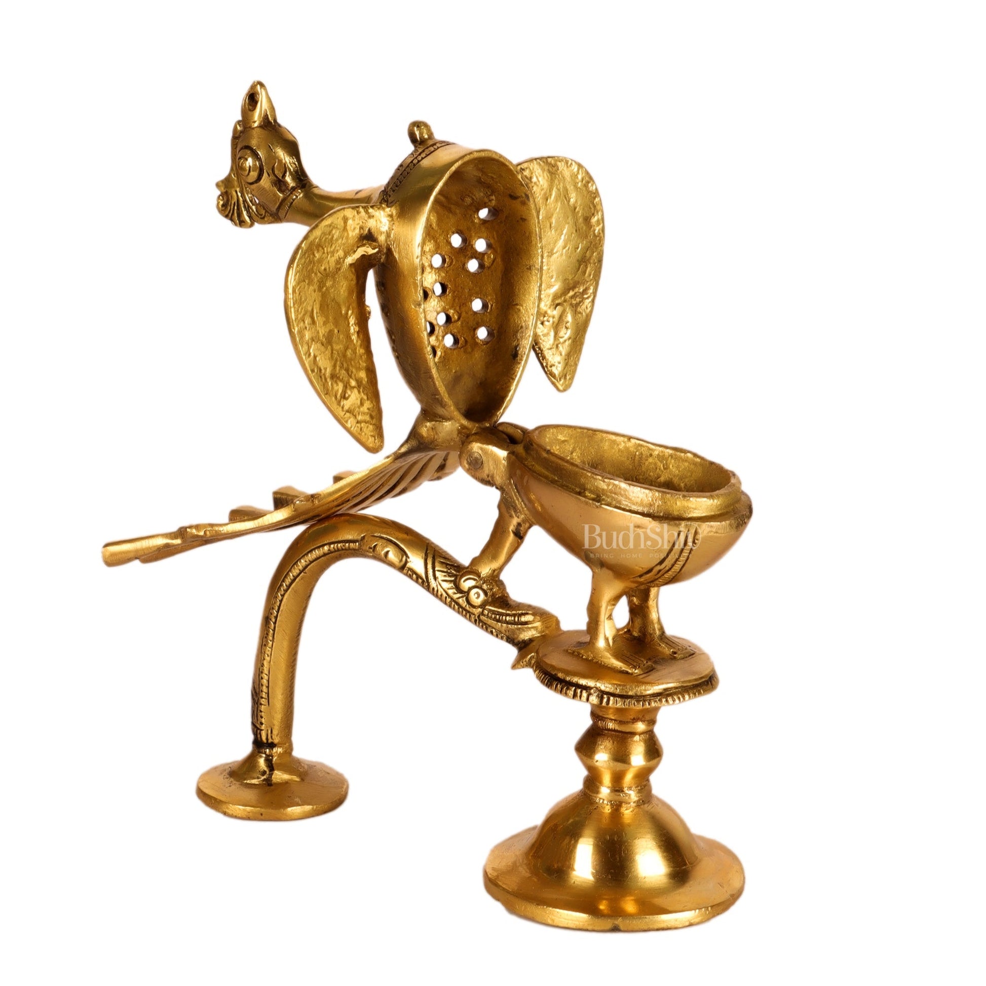 Brass peacock dhoop burner/ dhoop daani burner 8"