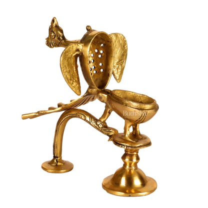 Brass peacock dhoop burner/ dhoop daani burner 8"