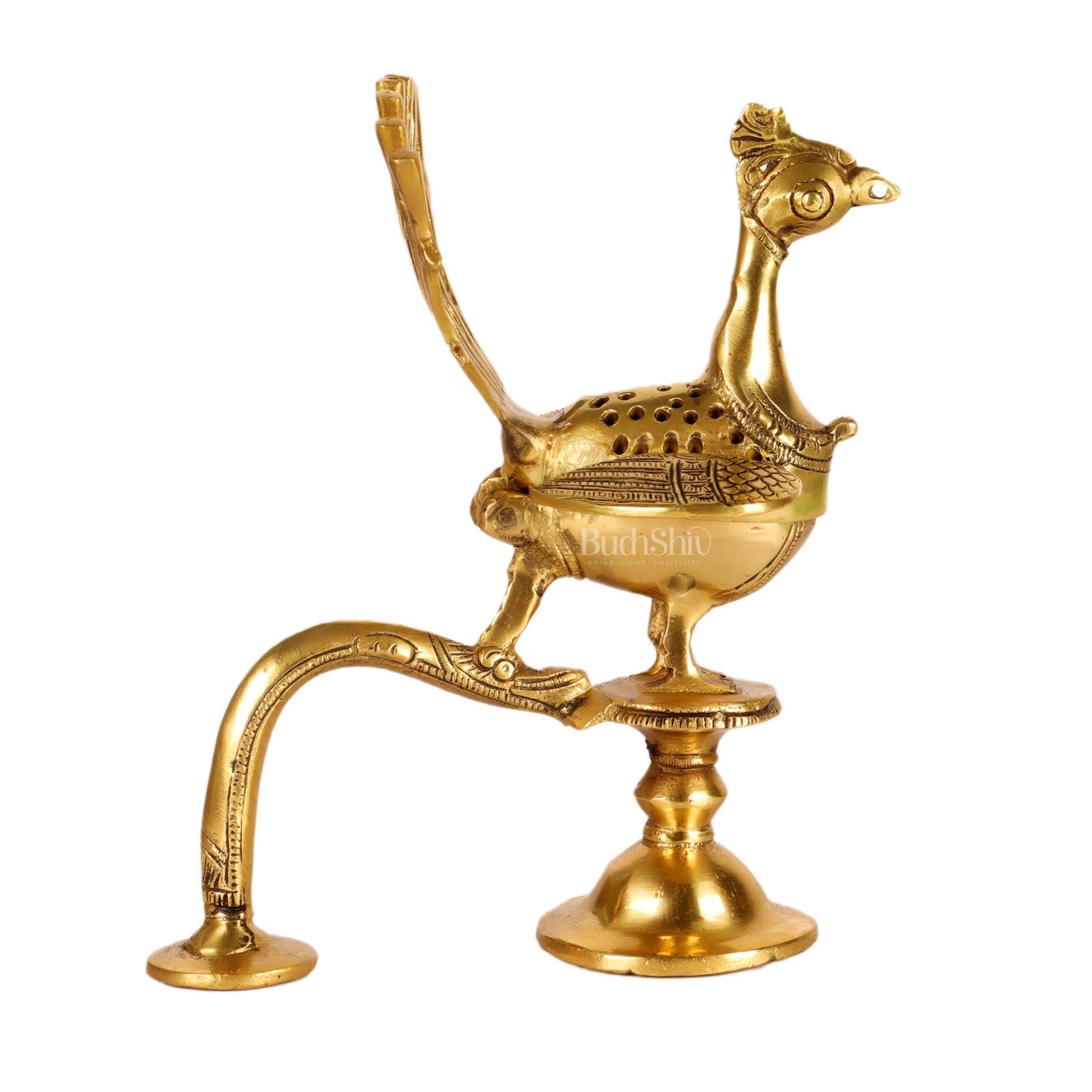 Brass peacock dhoop burner/ dhoop daani burner 8"