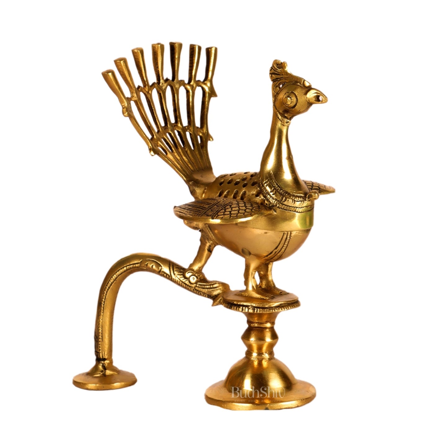 Brass peacock dhoop burner/ dhoop daani burner 8"