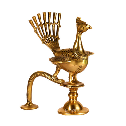 Brass peacock dhoop burner/ dhoop daani burner 8"