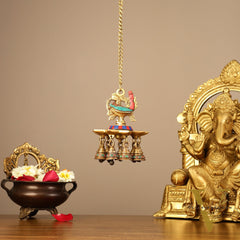 Brass peacock Hanging lamp 20"