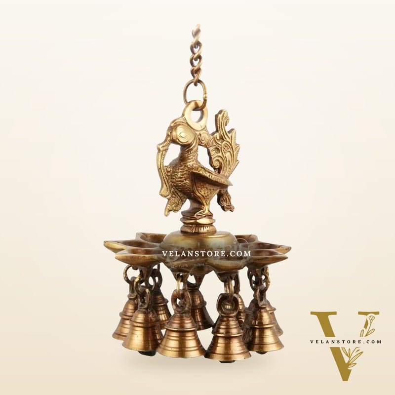Brass peacock Hanging lamp 20"