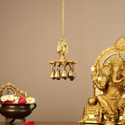 Brass peacock Hanging lamp 20"