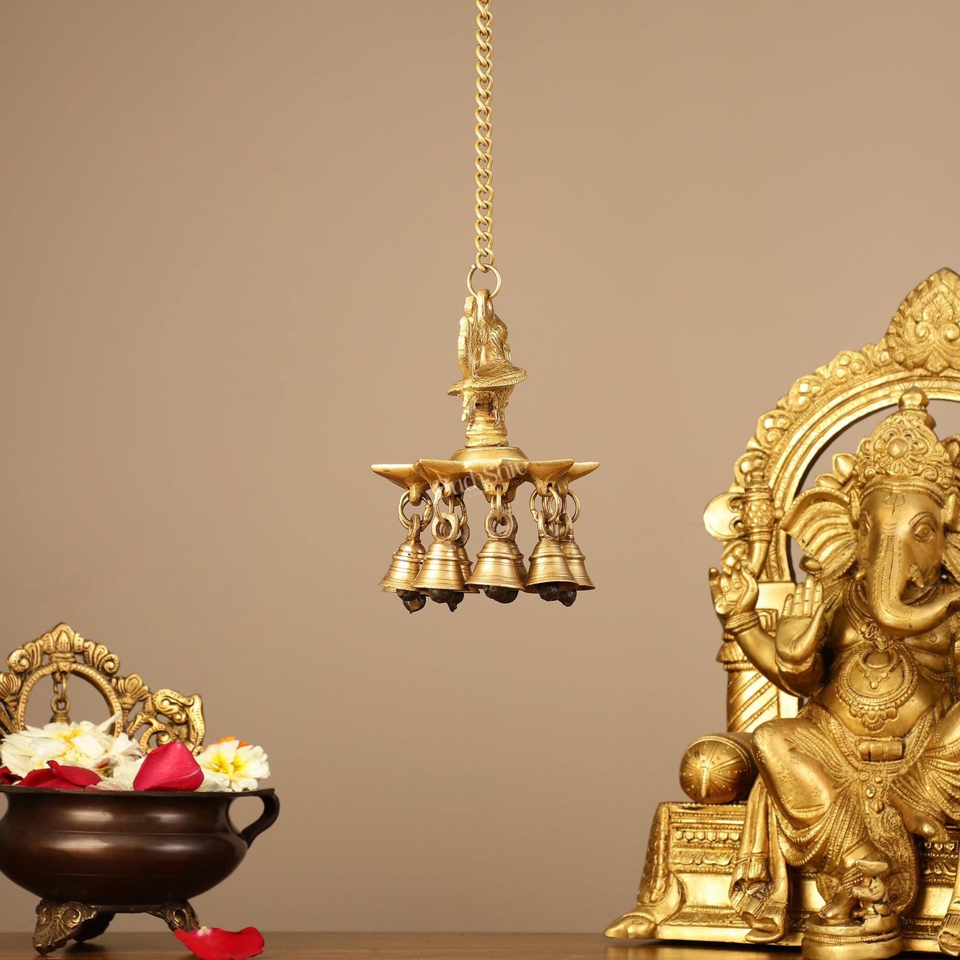 Brass peacock Hanging lamp 20"