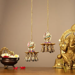Brass peacock Hanging lamp pair 20"