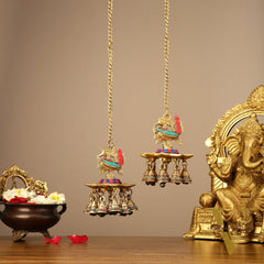 Brass peacock Hanging lamp pair 20"