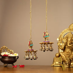 Brass peacock Hanging lamp pair 20"
