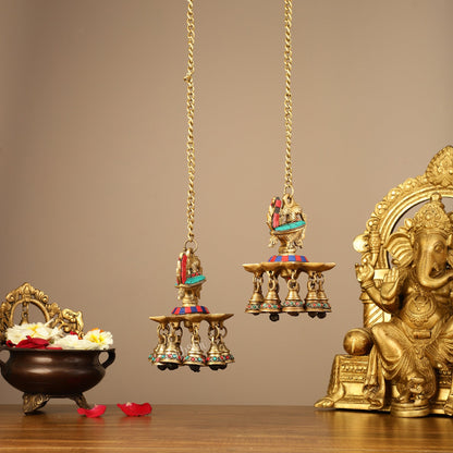 Brass peacock Hanging lamp pair 20"