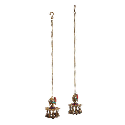 Brass peacock Hanging lamp pair 20"