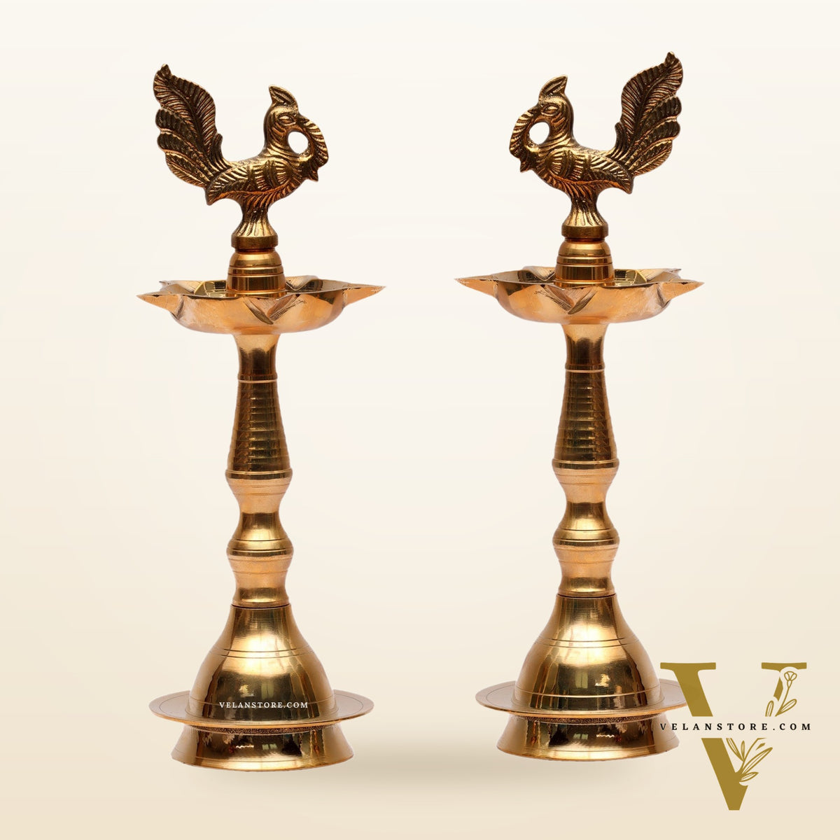 Brass Peacock Lamp 11"