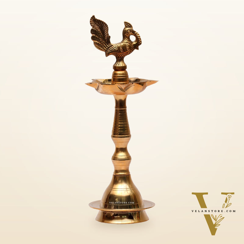 Brass Peacock Lamp 11"