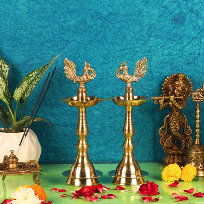 Brass Peacock Lamp 11"