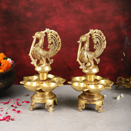 Brass Peacock Lamp Annam Vilakku 11"