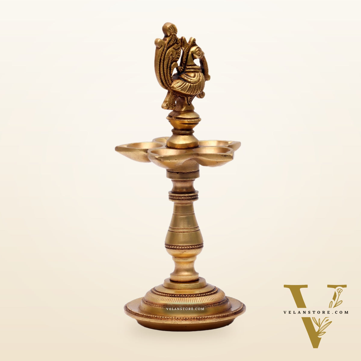 Brass Peacock Oil Lamp 8"