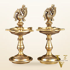 Brass Peacock Oil Lamp 8"