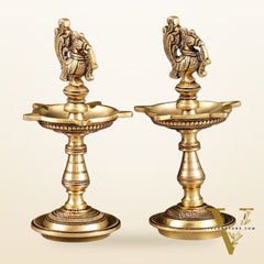 Brass Peacock Oil Lamp 8"