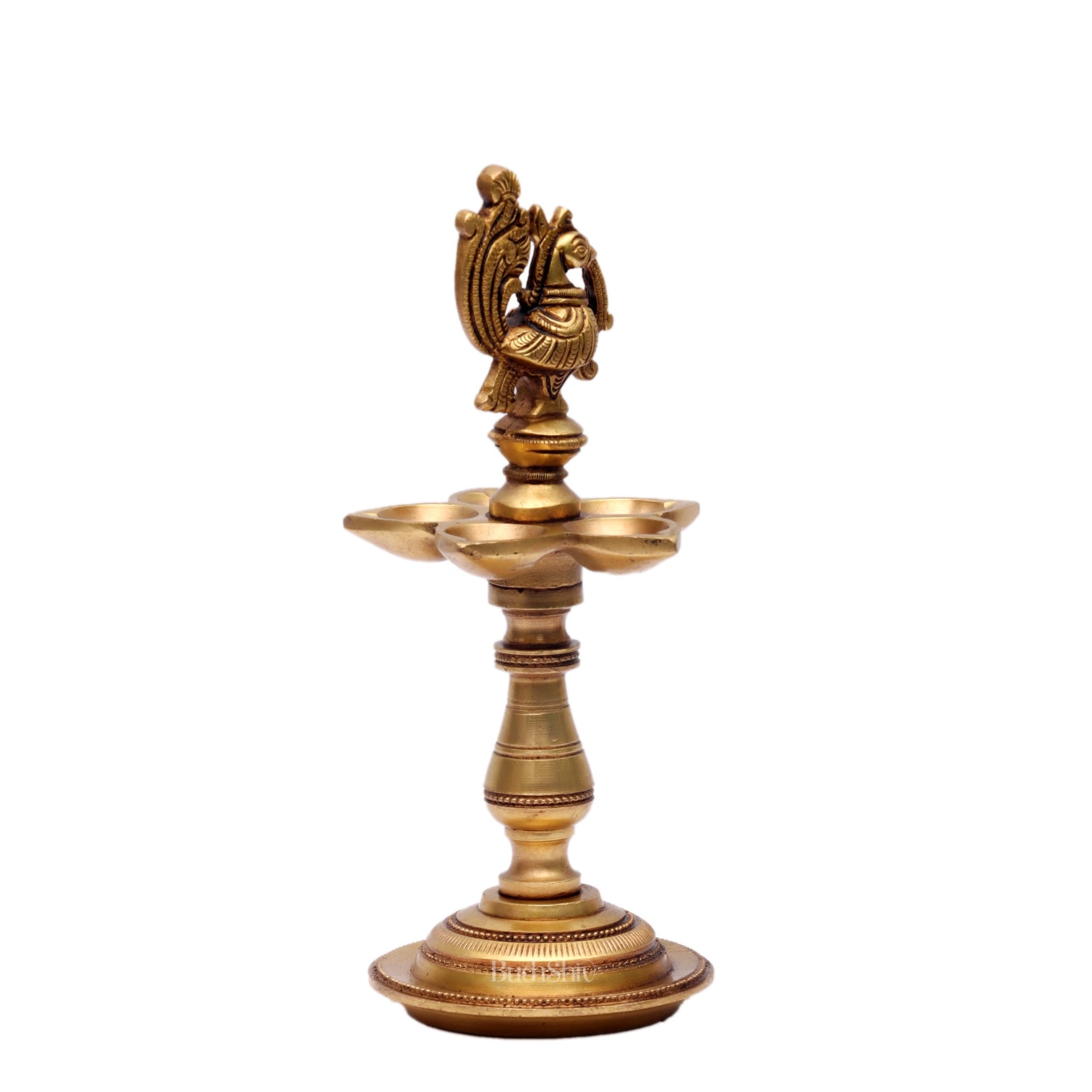 Brass Peacock Oil Lamp 8"