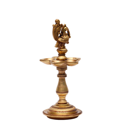Brass Peacock Oil Lamp 8"