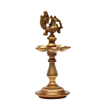 Brass Peacock Oil Lamp 8"