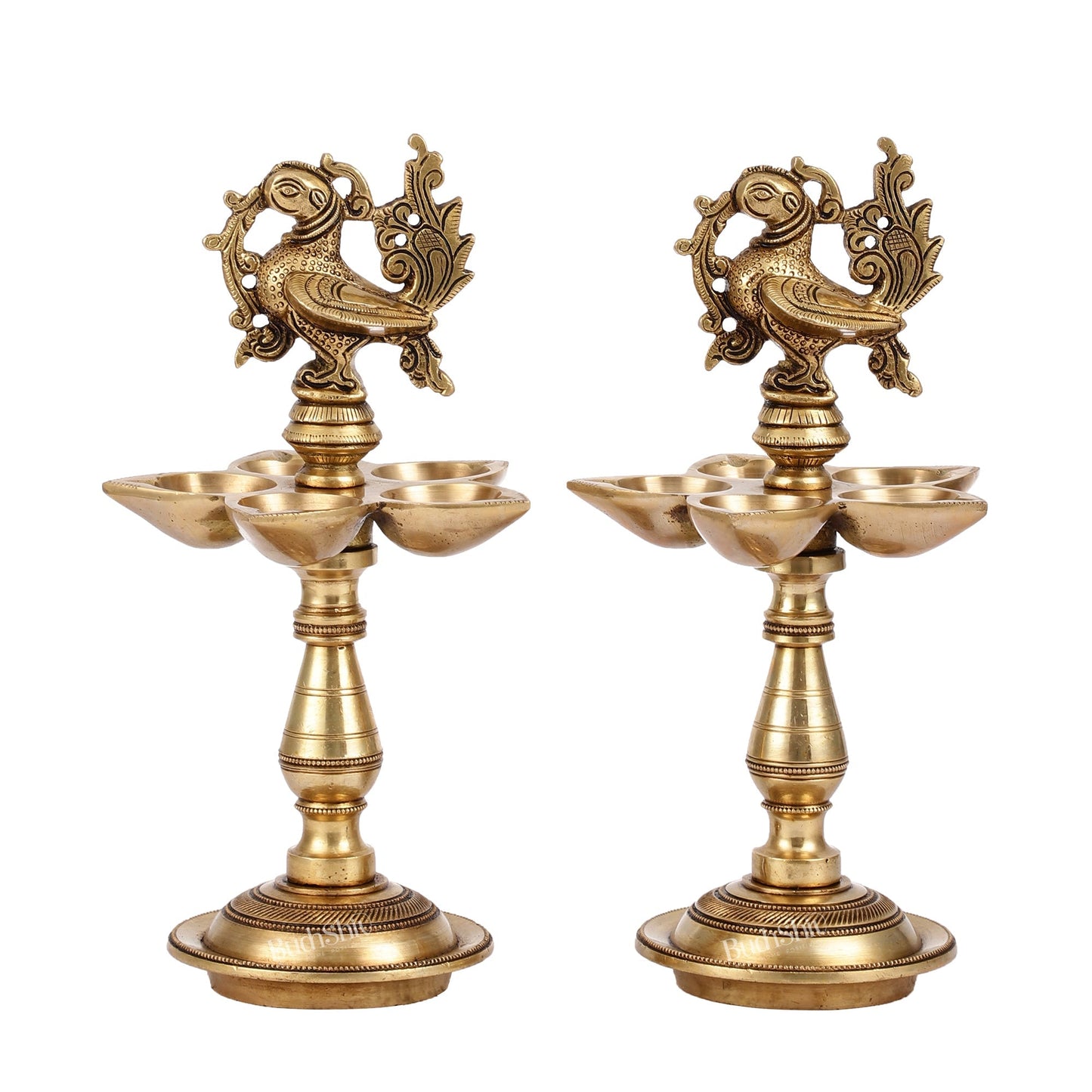 Brass Peacock Oil Lamp 9.5"