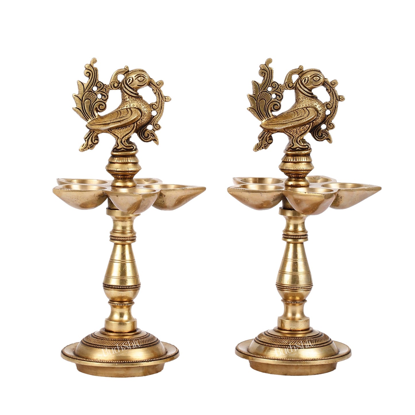 Brass Peacock Oil Lamp 9.5"