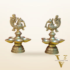 Brass peacock oil lamps 5"