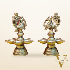 Brass peacock oil lamps 5"