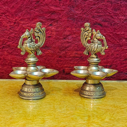 Brass peacock oil lamps 5"