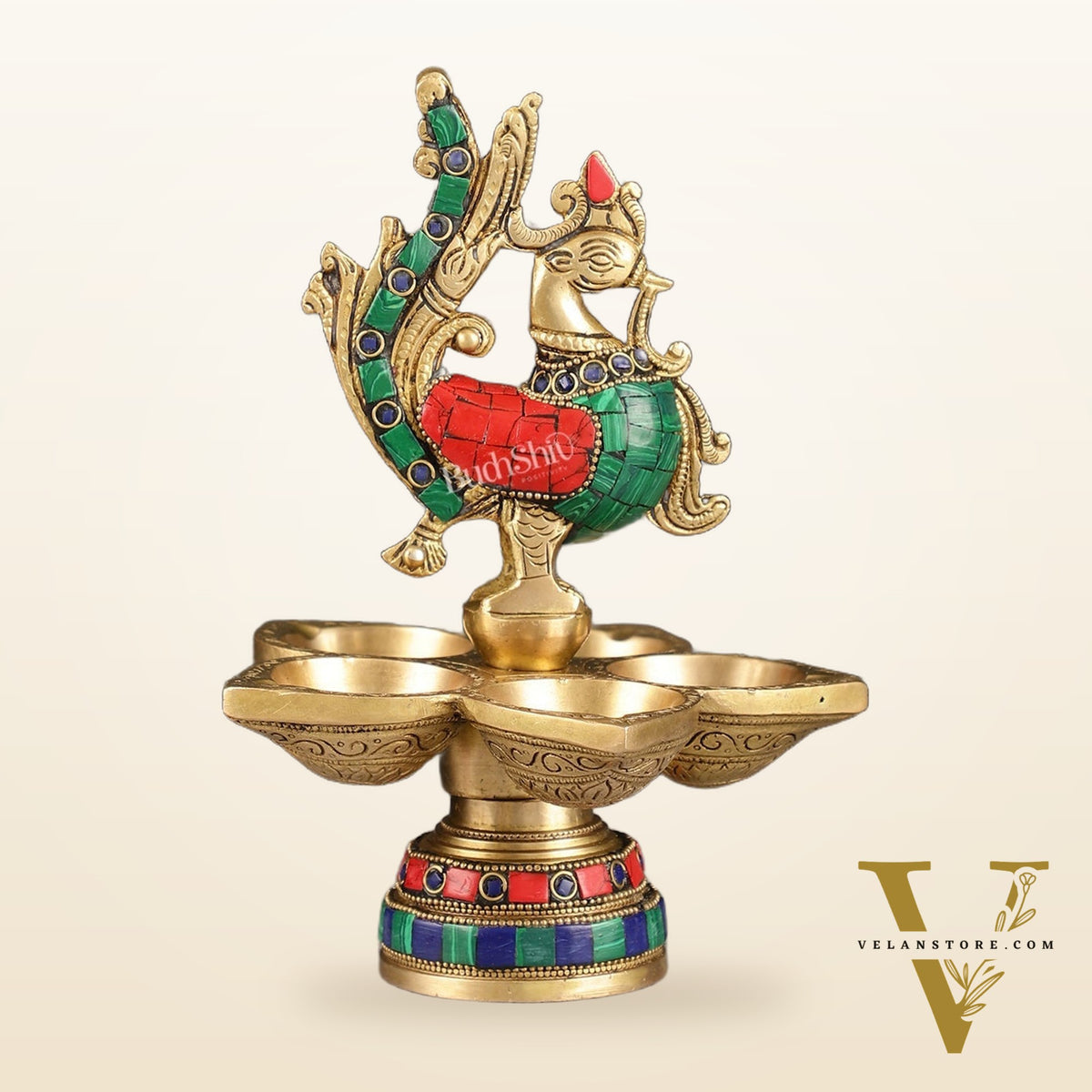 Brass peacock oil lamps 9"