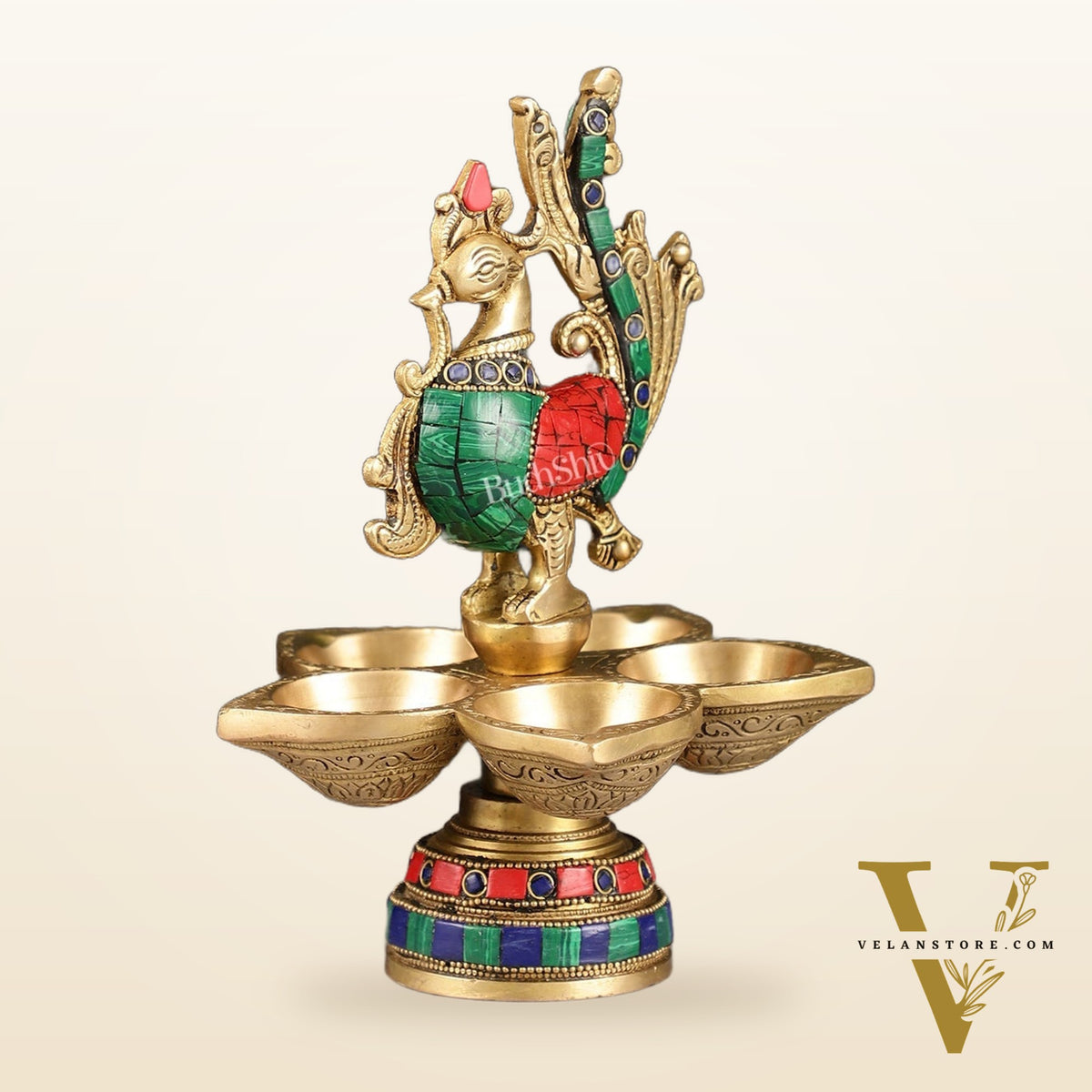 Brass peacock oil lamps 9"