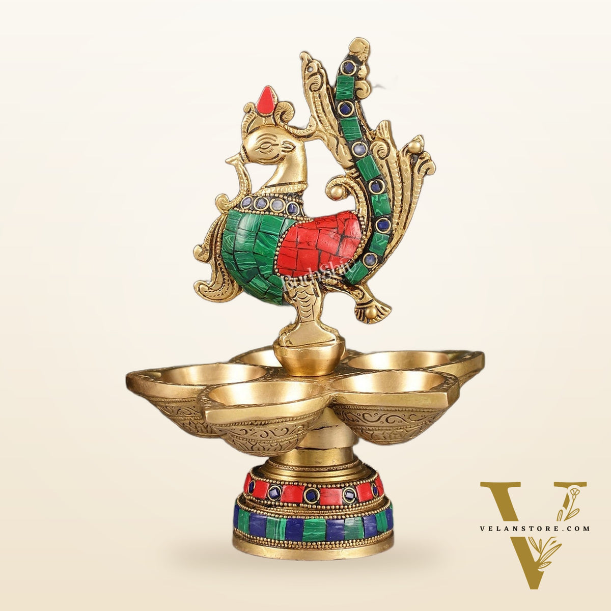 Brass peacock oil lamps 9"