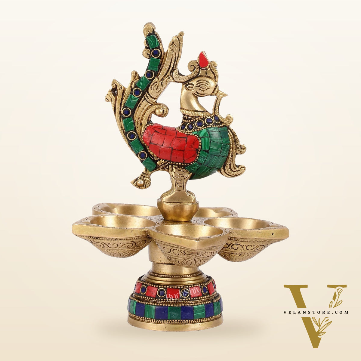 Brass peacock oil lamps 9"