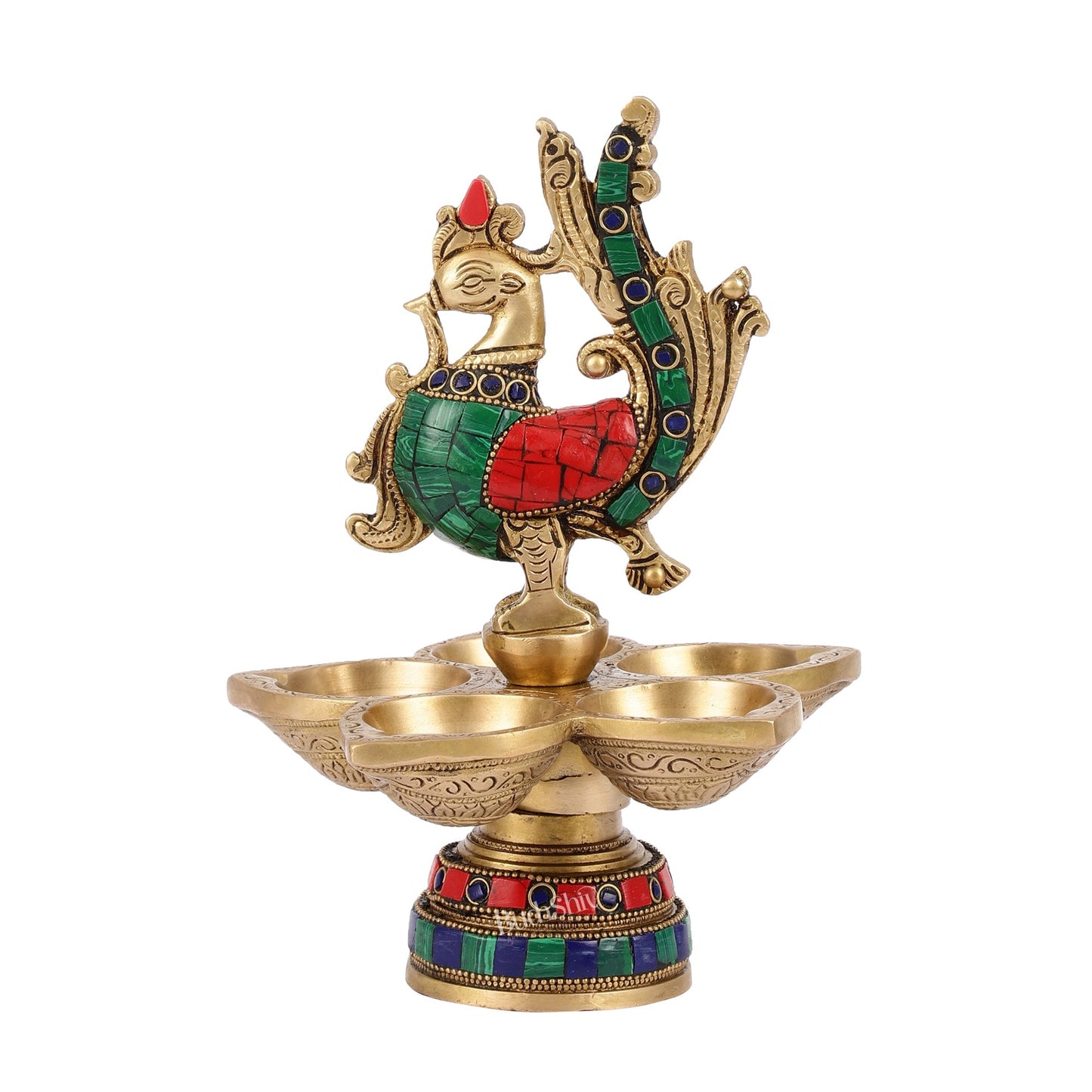 Brass peacock oil lamps 9"