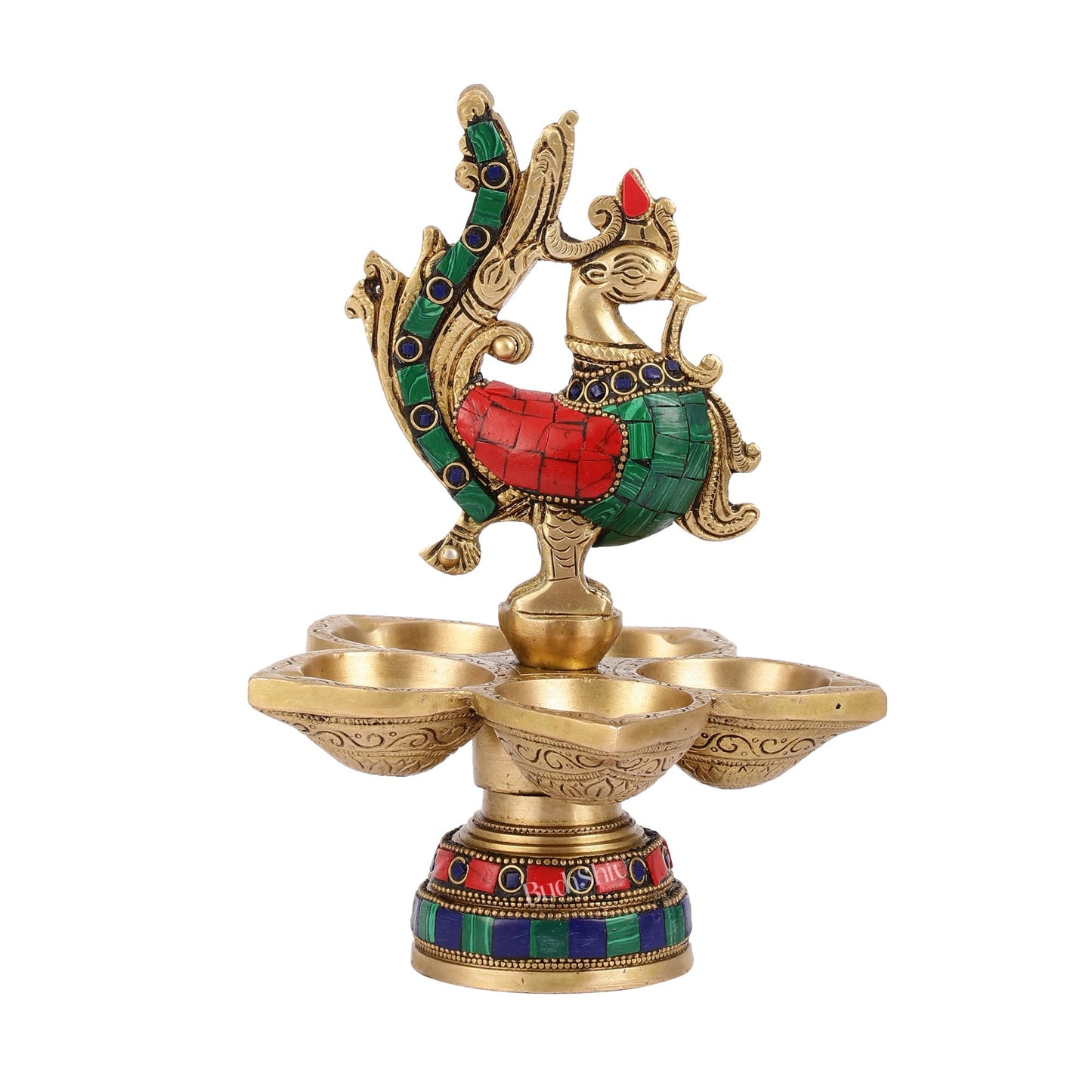 Brass peacock oil lamps 9"