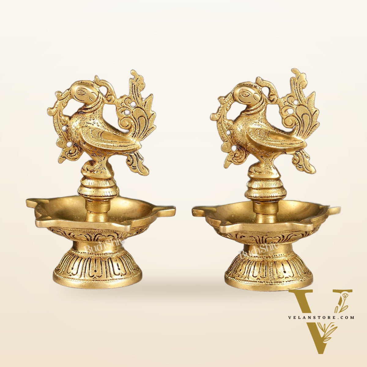 Brass peacock oil lamps diyas 6 inch